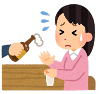 お酌を断っている女性のイラスト